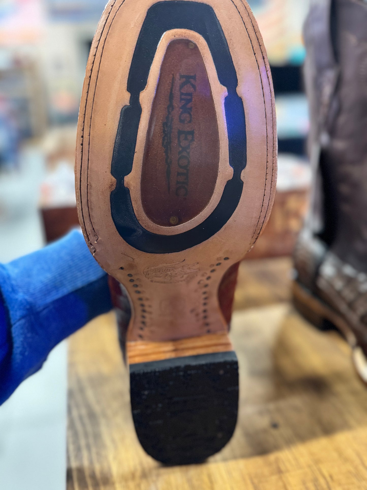 King Exotic Faded Cognac Caiman Tail Boots
