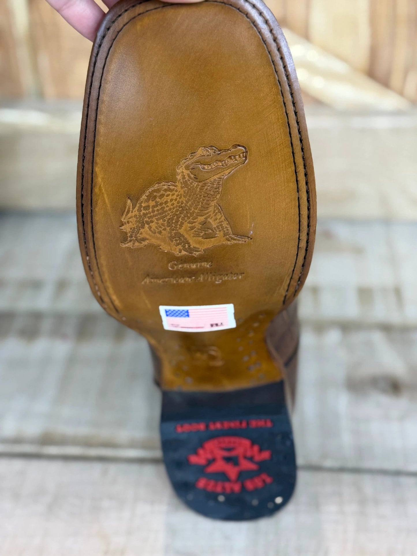 Los Altos Exotic Brown Alligator Handcrafted Western Cowboy Boots With Wide Square Toe by Los Altos