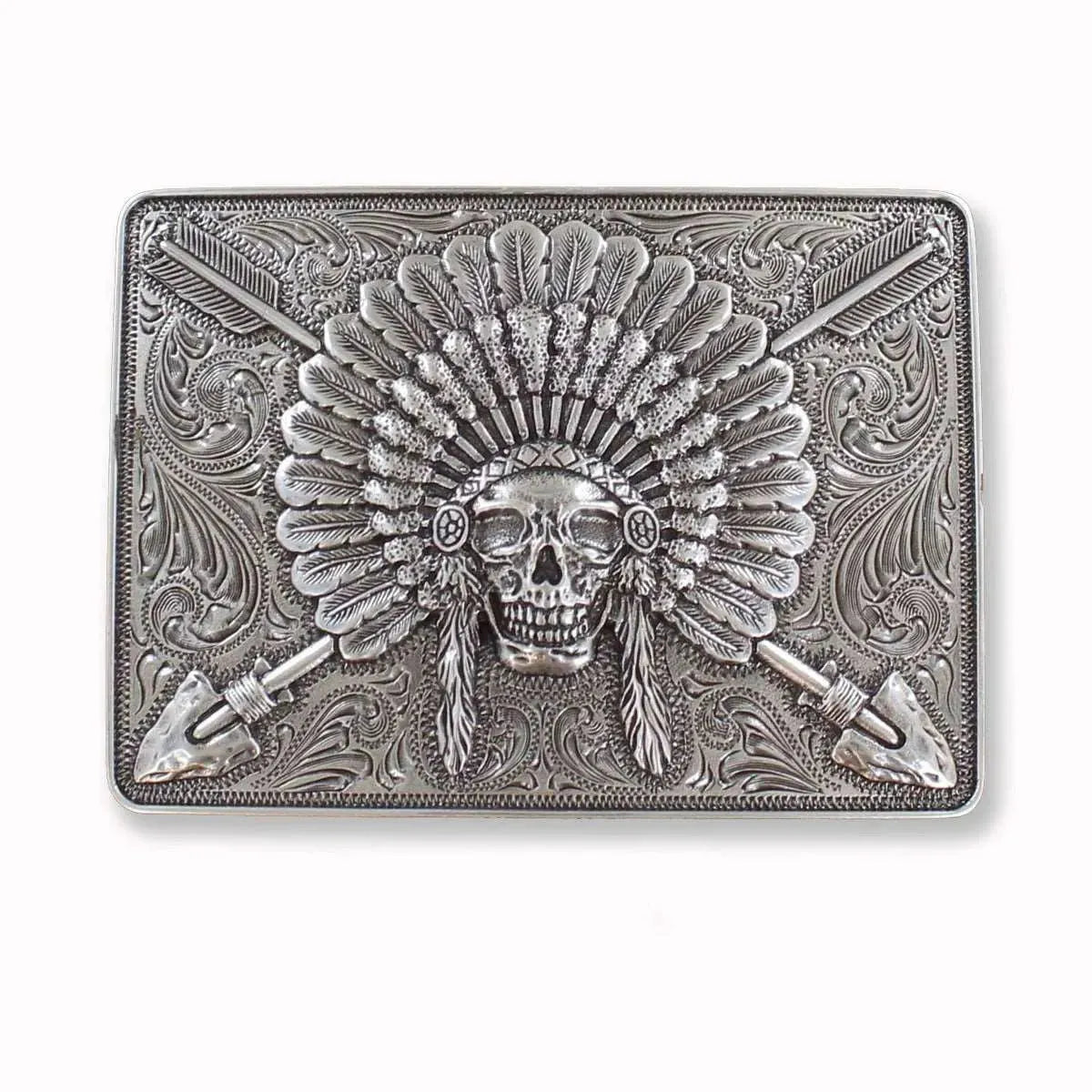 Ariat Chief Scull with Headdress - Belt Buckle