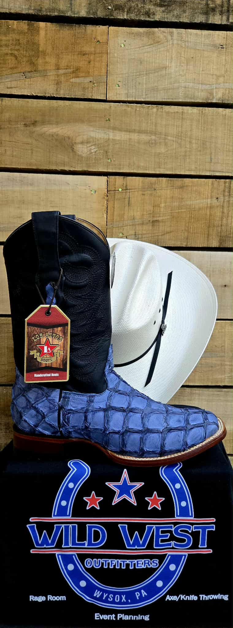 Exotic Los Altos Inverted Pirarucu Blue Jeans Square Toe