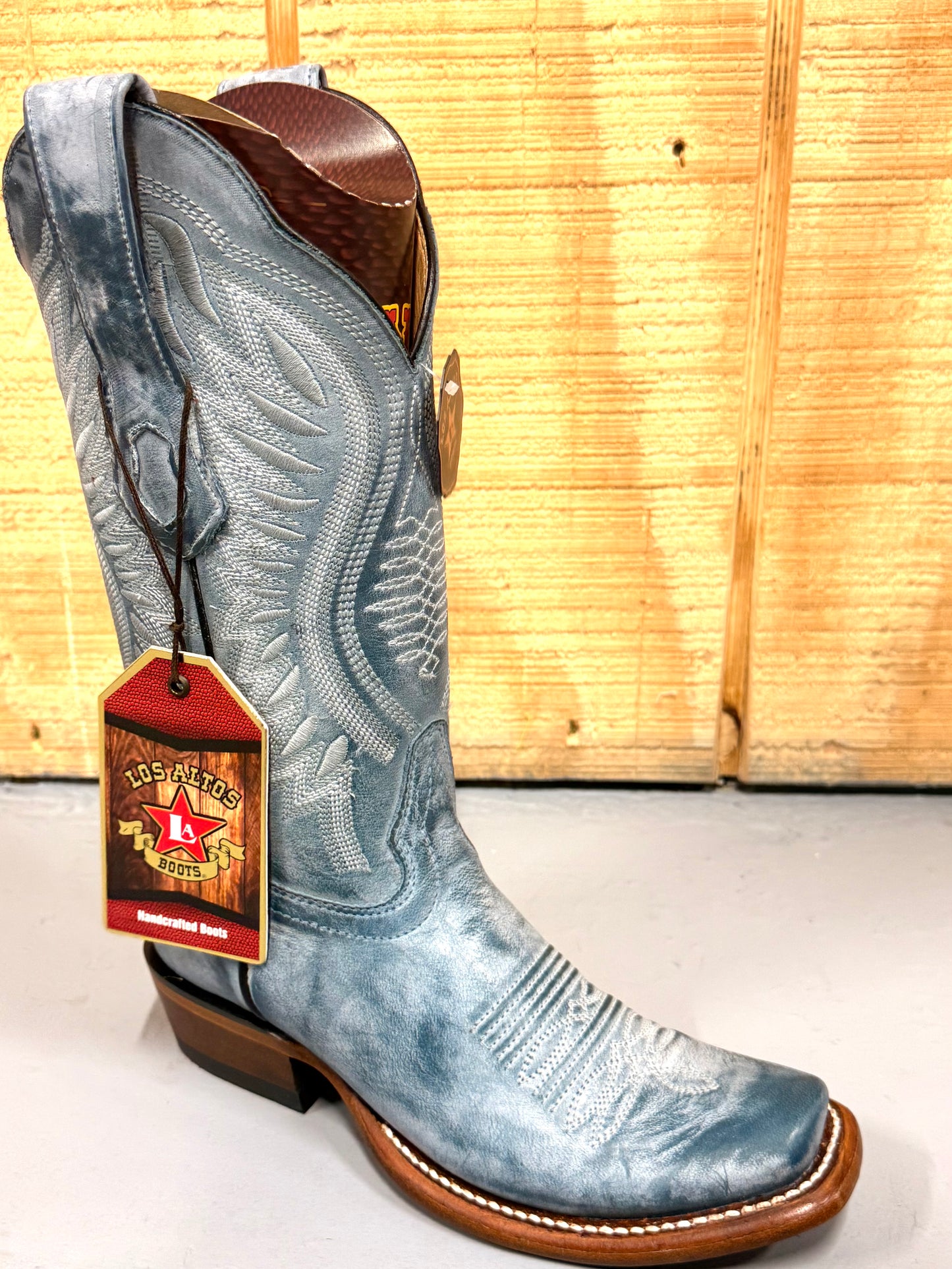 Los Altos Vintage Blue Jean Dubai Toe Cowgirl Boots