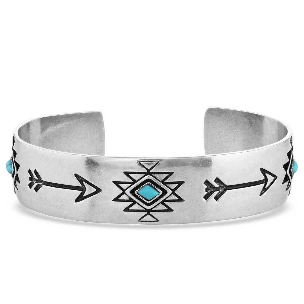 Montana Silversmiths Only Forward Turquoise Silver Cuff Bracelet With Sterling Silver Accents by Wild West Outfitters