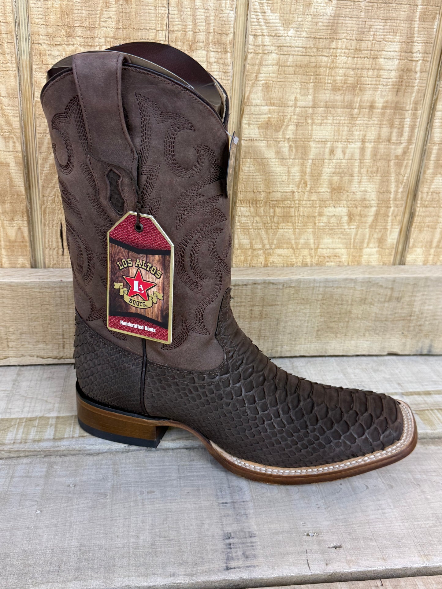 Exotic Los Altos Suede Brown Python Men’s Cowboy Boots