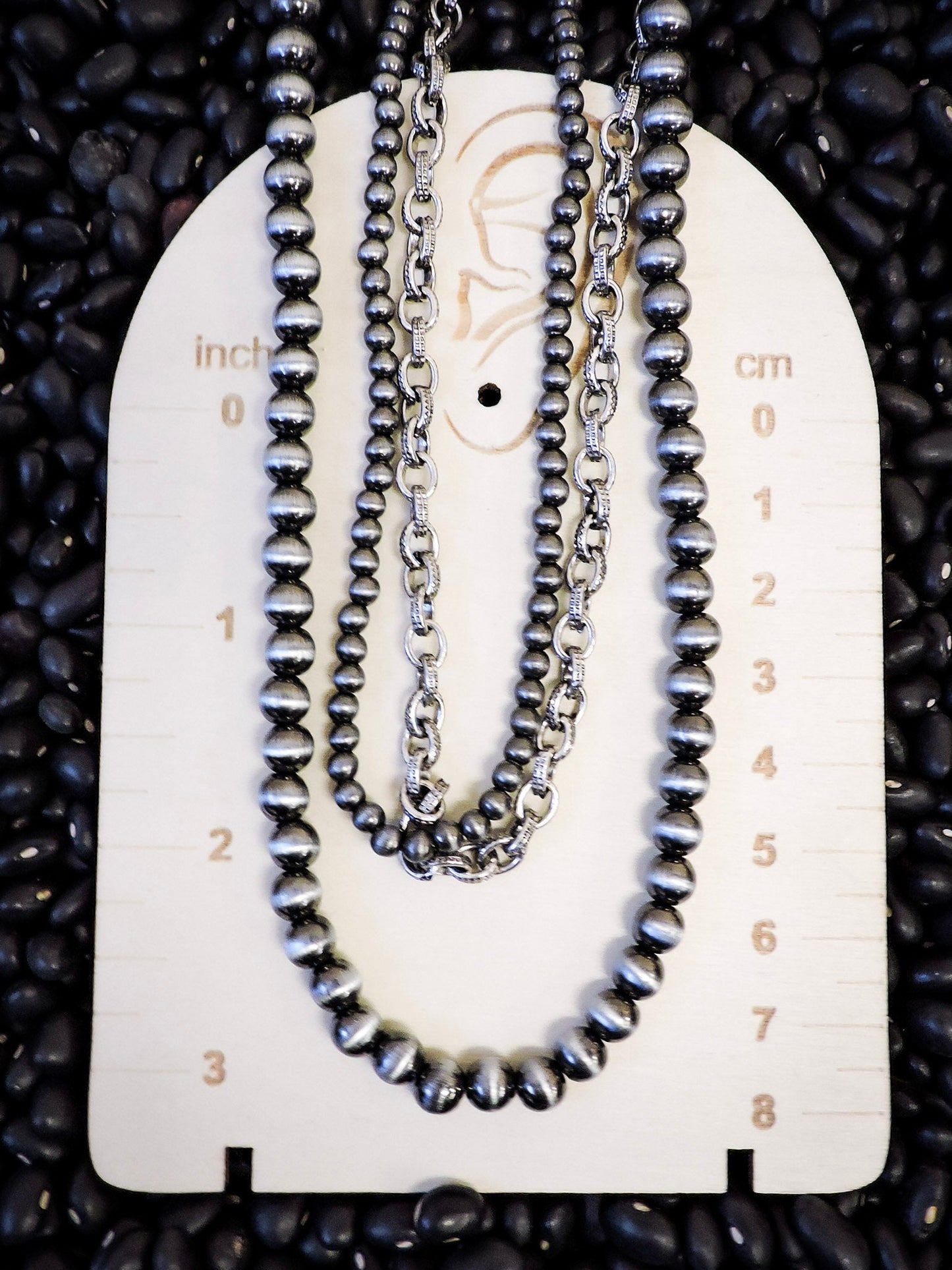 Blaze Navajo Style Pearl Layered Fashion Necklace - Natural