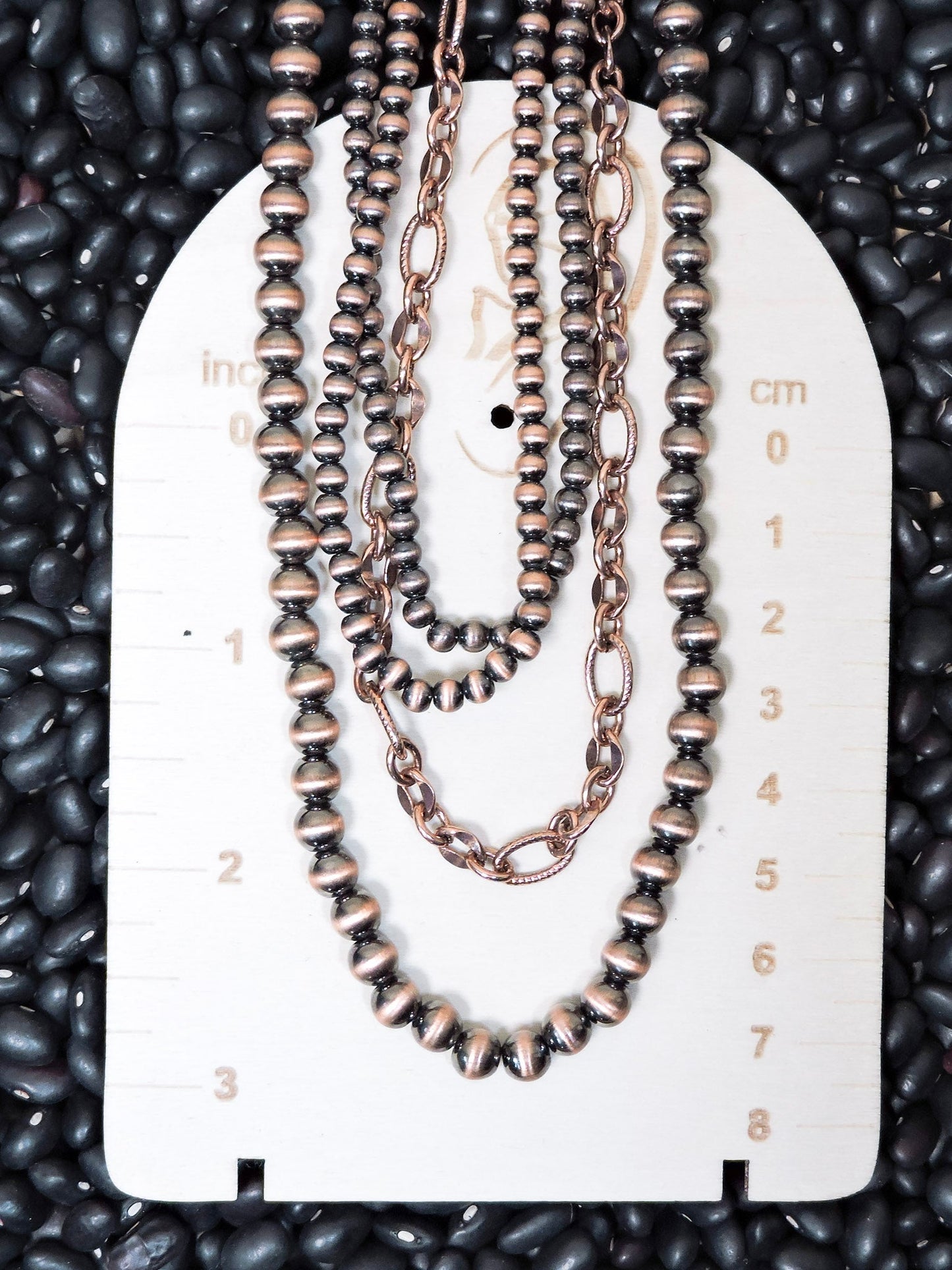 Harper Navajo Style Pearl Layered Fashion Necklace - Copper