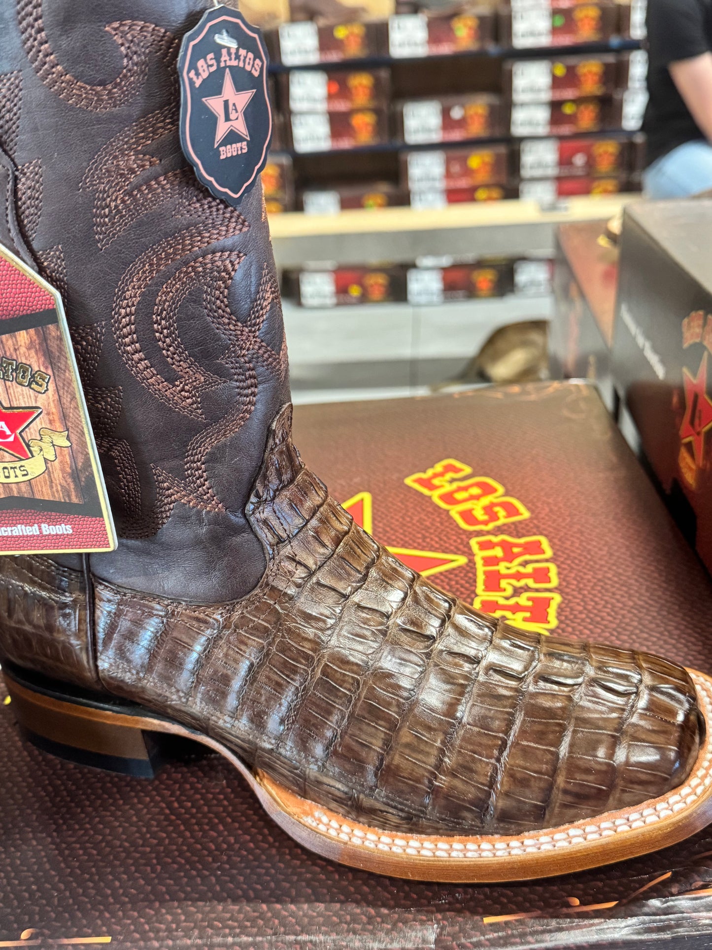 Exotic Los Altos Brown Caiman Tail Boots