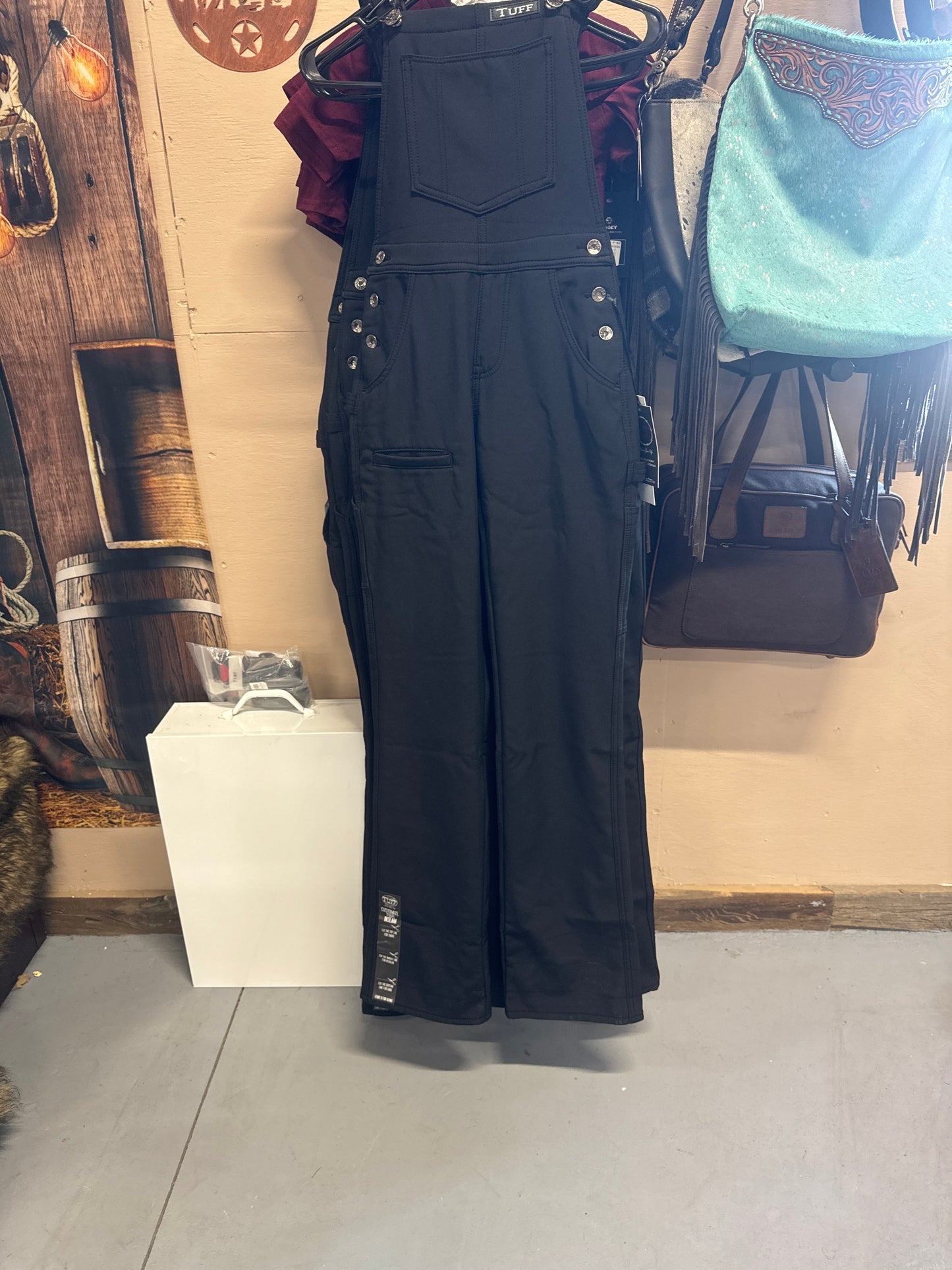 Work Hard Play Hard Bib Overalls Black