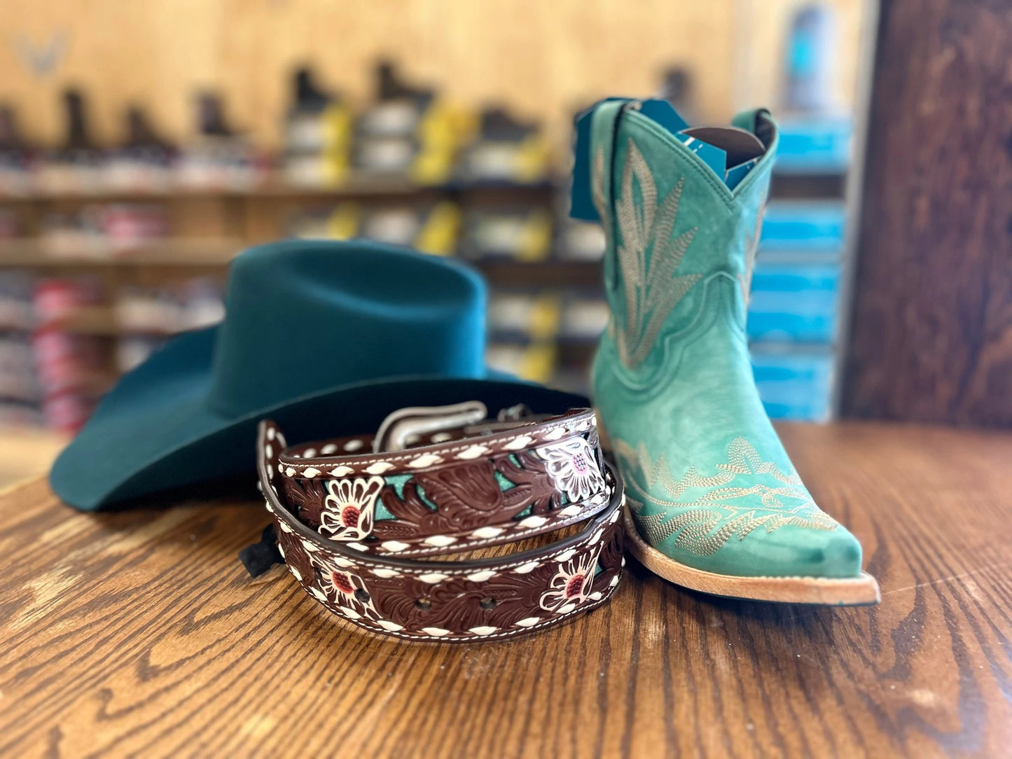 Lane Turquoise Ankle Boots For Women Western Style Premium Leather Taos Turquoise Color by Lane