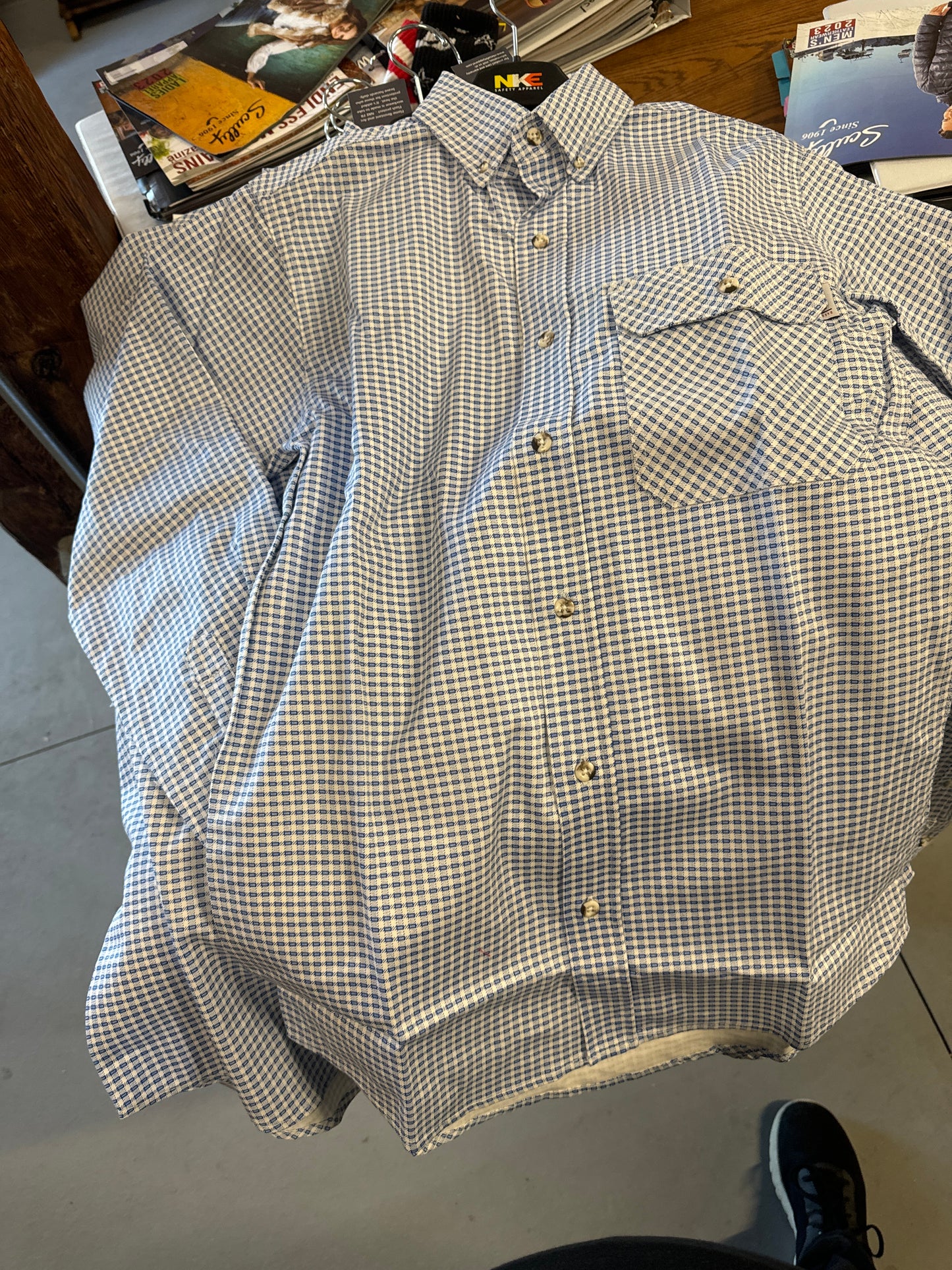 NKE Flame Resistant Red/Blue Checkered Dress Button Up