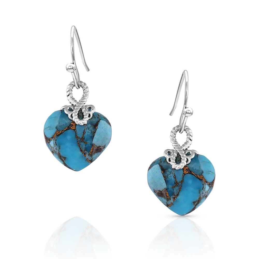 Montana Silversmiths Untamable Heart Of Stone Earrings Western Statement Jewelry With Stone Centerpiece by Wild West Outfitters