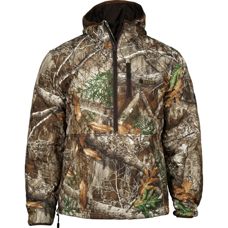 Rocky 1/2 Zip Camo Jacket for Outdoor Adventure, Woodland Camo Pattern, Rugged Mobility by Rocky Boots
