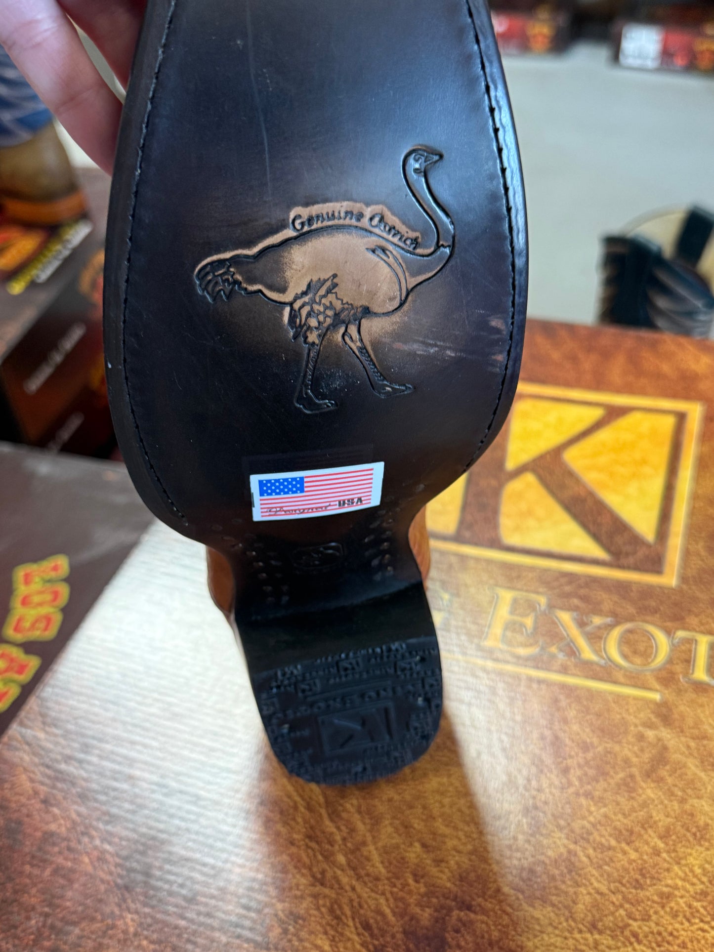 CUSTOM Wild West Designed King Exotic Smooth Ostrich Brandy Cutter Toe