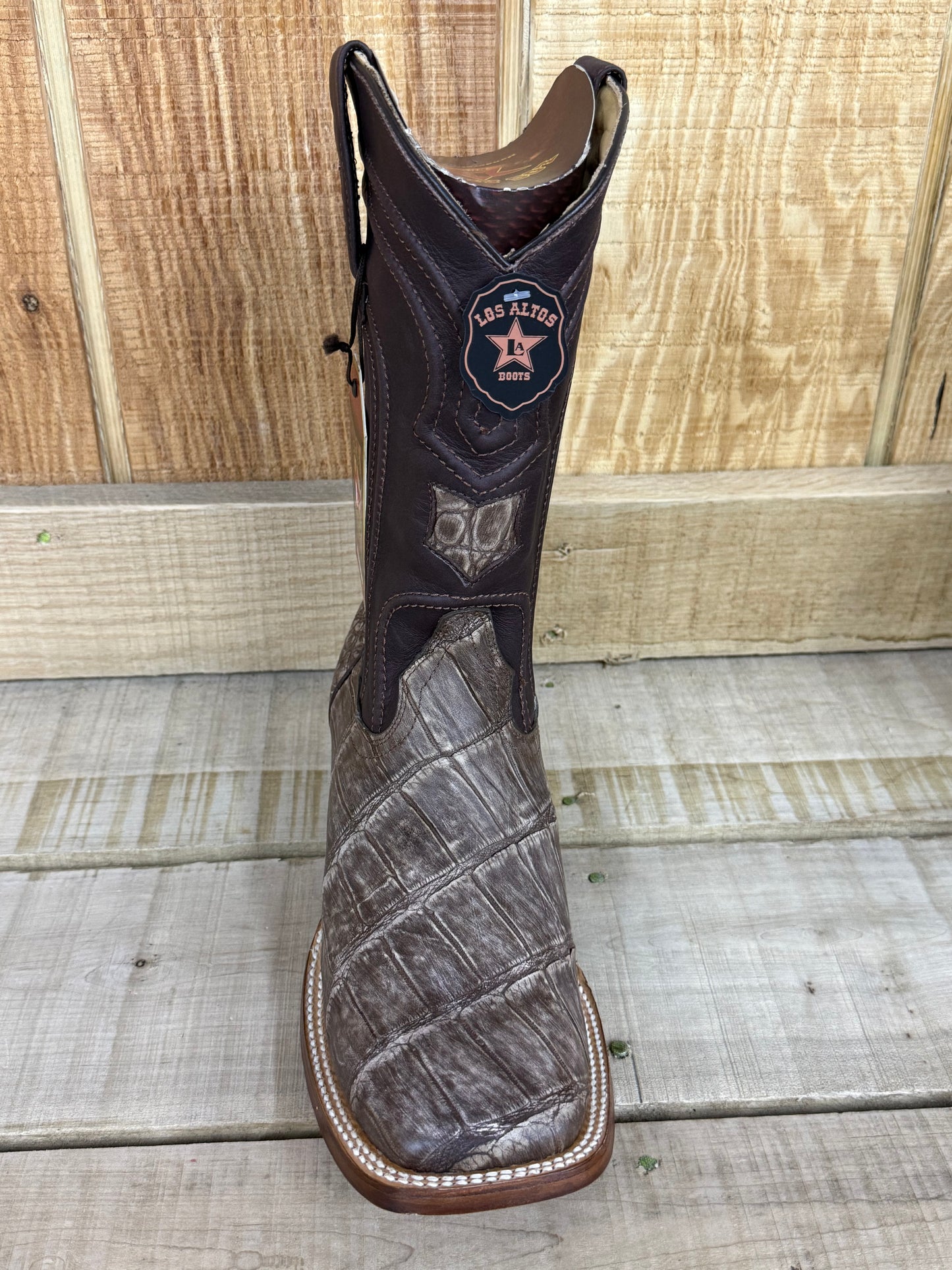 Exotic Los Altos Sanded Brown Alligator Belly Men’s Cowboy Boots