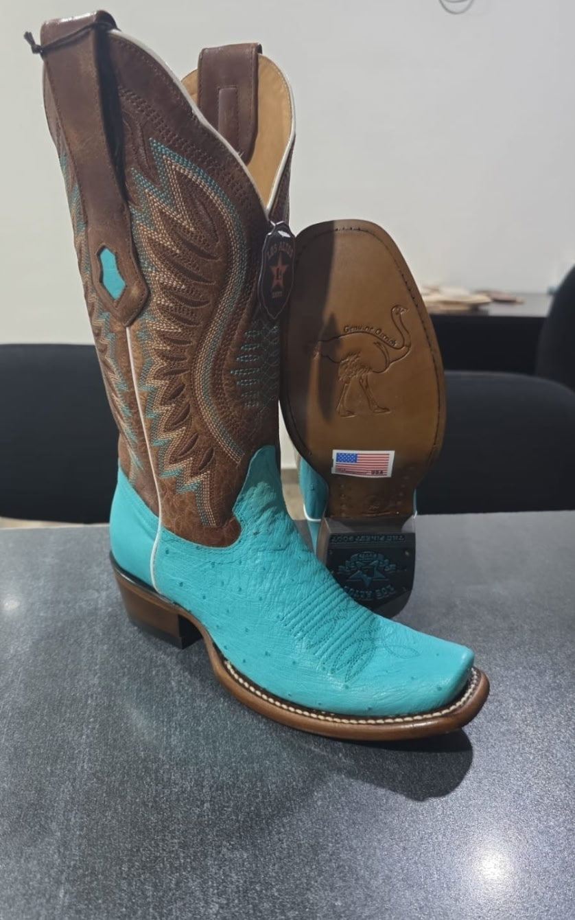 Exotic Los Altos Smooth Ostrich Women’s Turquoise Dubai Toe Cowgirl Boot
