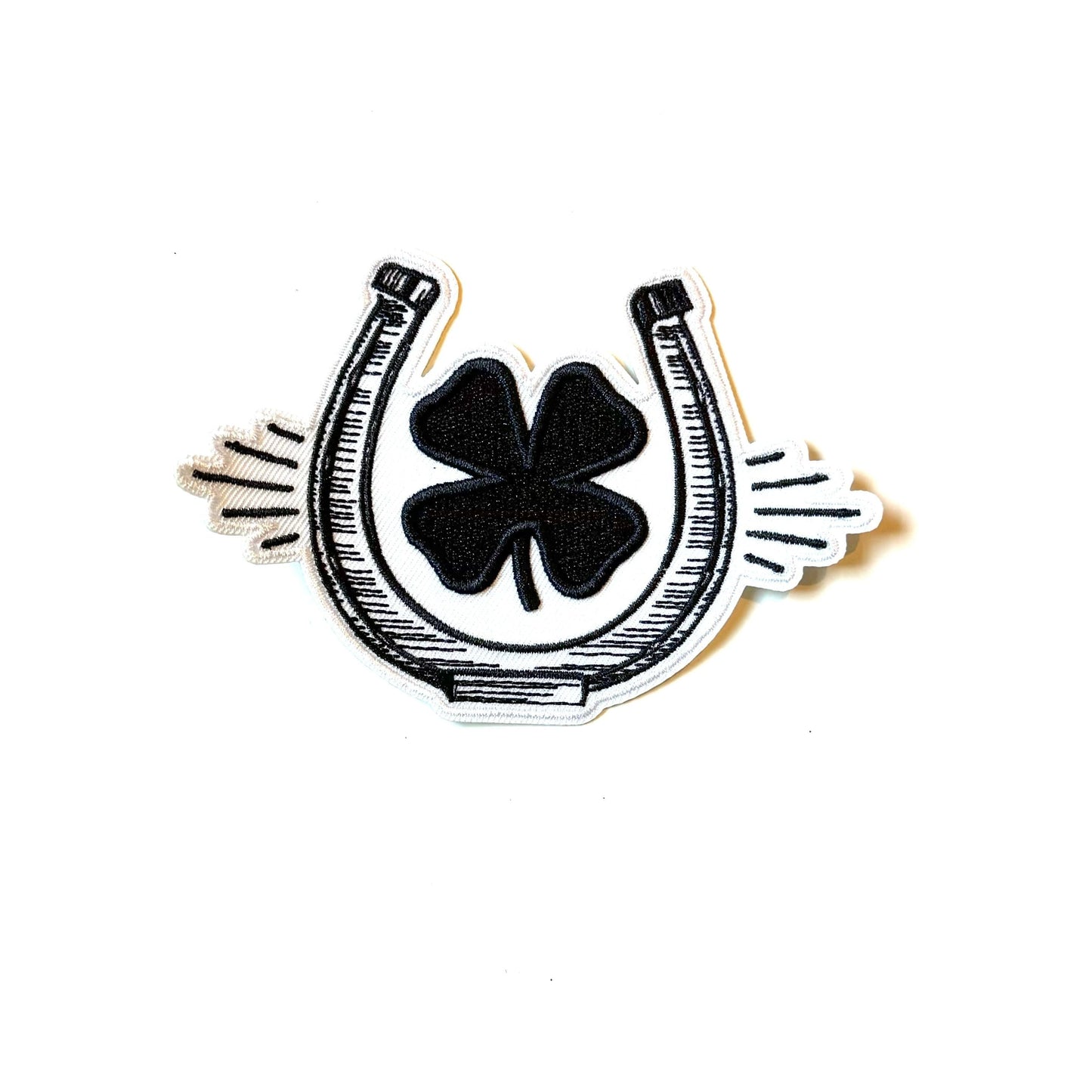 Black and White Lucky Horseshoe Iron-on Patch