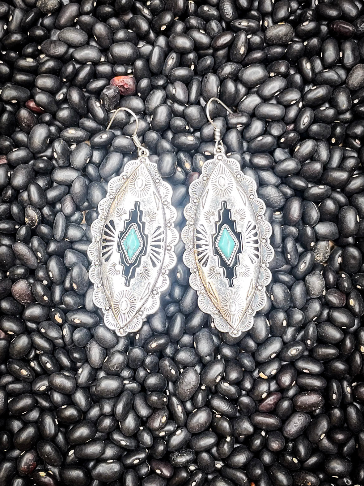 Largo Aztec Dangle Fashion Earrings - Turquoise