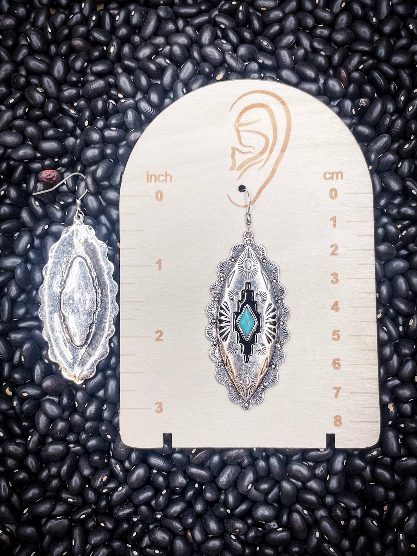 Largo Aztec Dangle Fashion Earrings - Turquoise