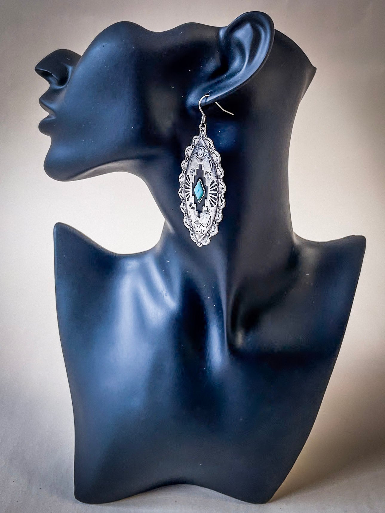 Largo Aztec Dangle Fashion Earrings - Turquoise
