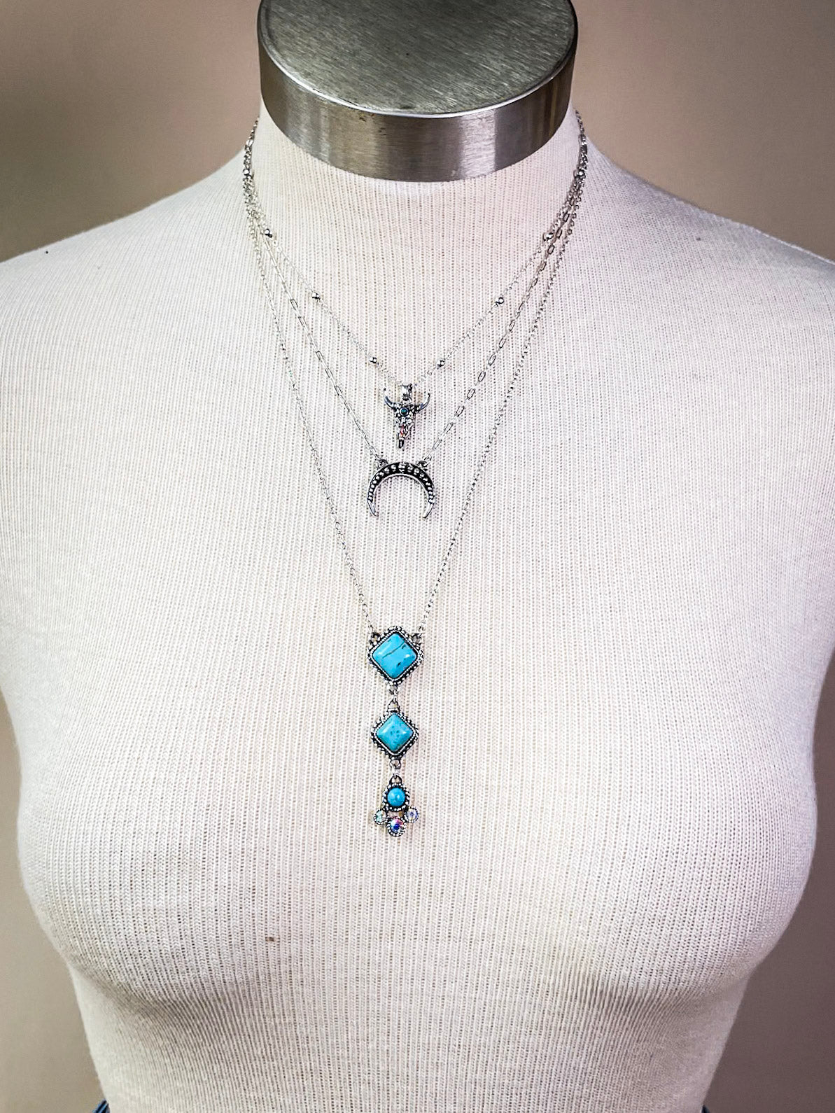 Kaylee Layered Fashion Necklace - Silver