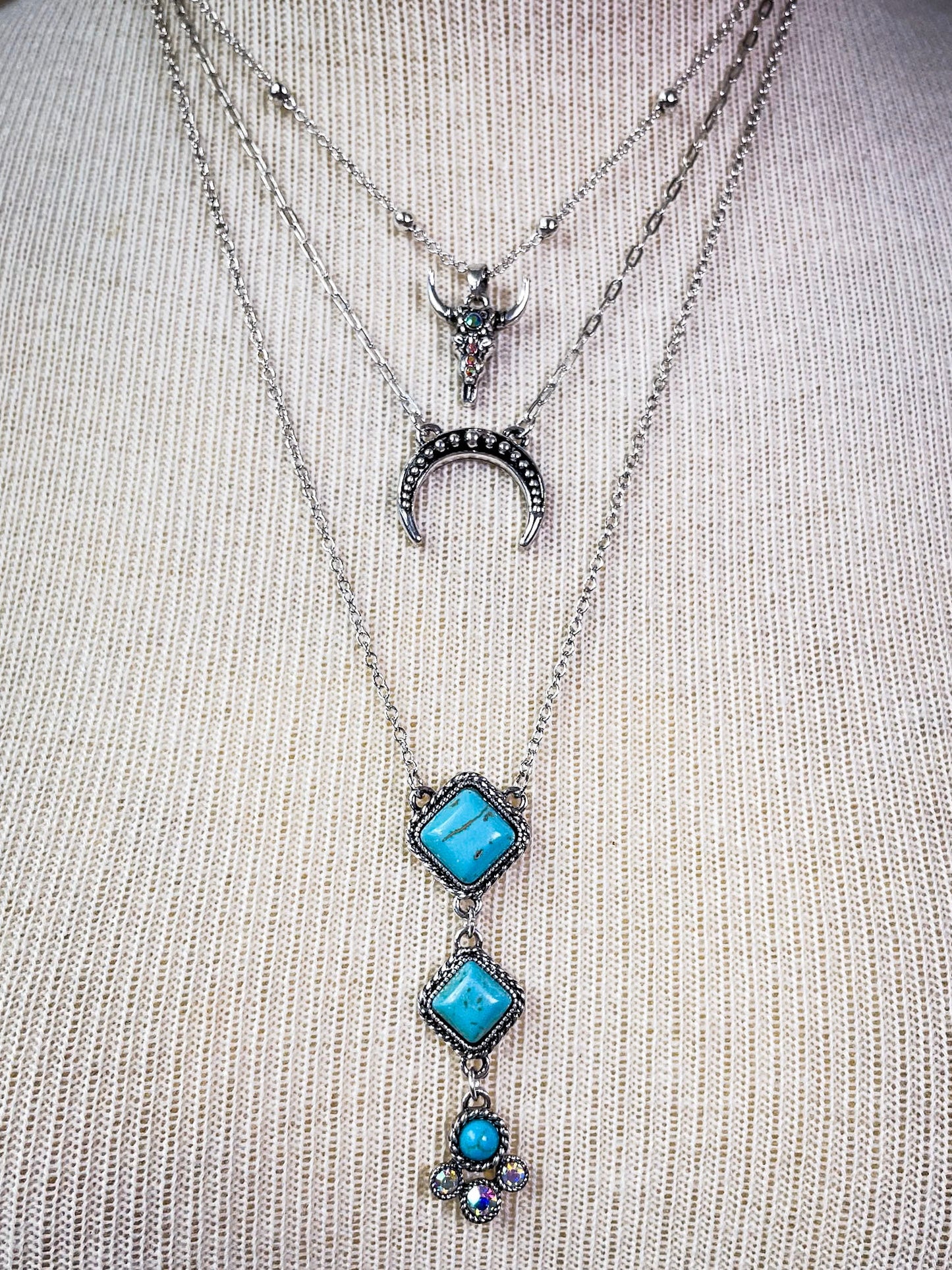 Kaylee Layered Fashion Necklace - Silver