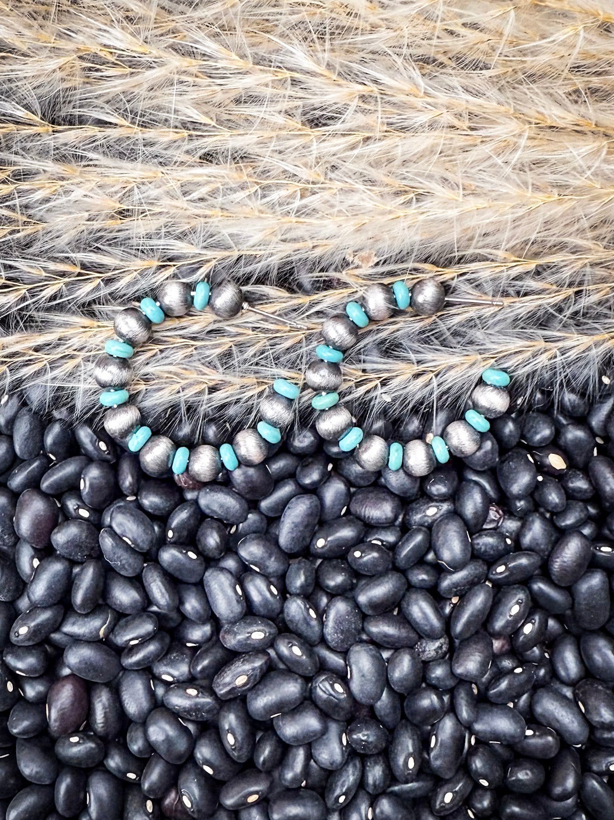 Augusta Beaded Fashion Hoop Earrings - Gray