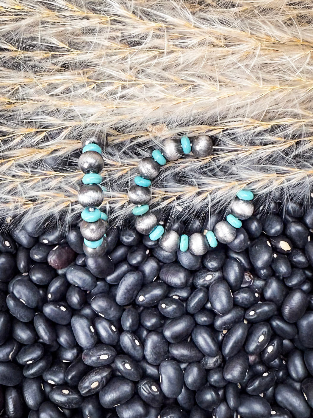 Augusta Beaded Fashion Hoop Earrings - Gray