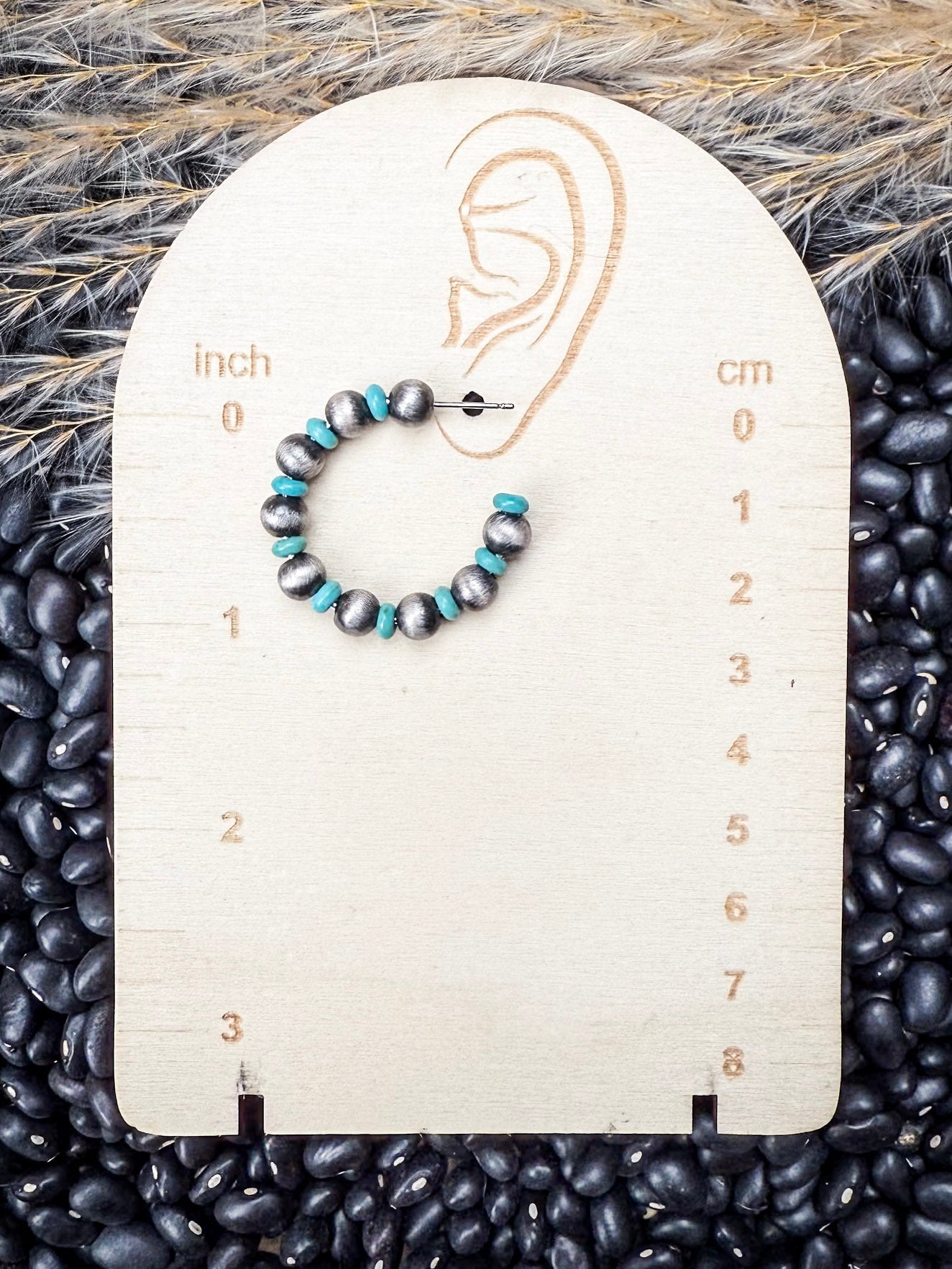 Augusta Beaded Fashion Hoop Earrings - Gray