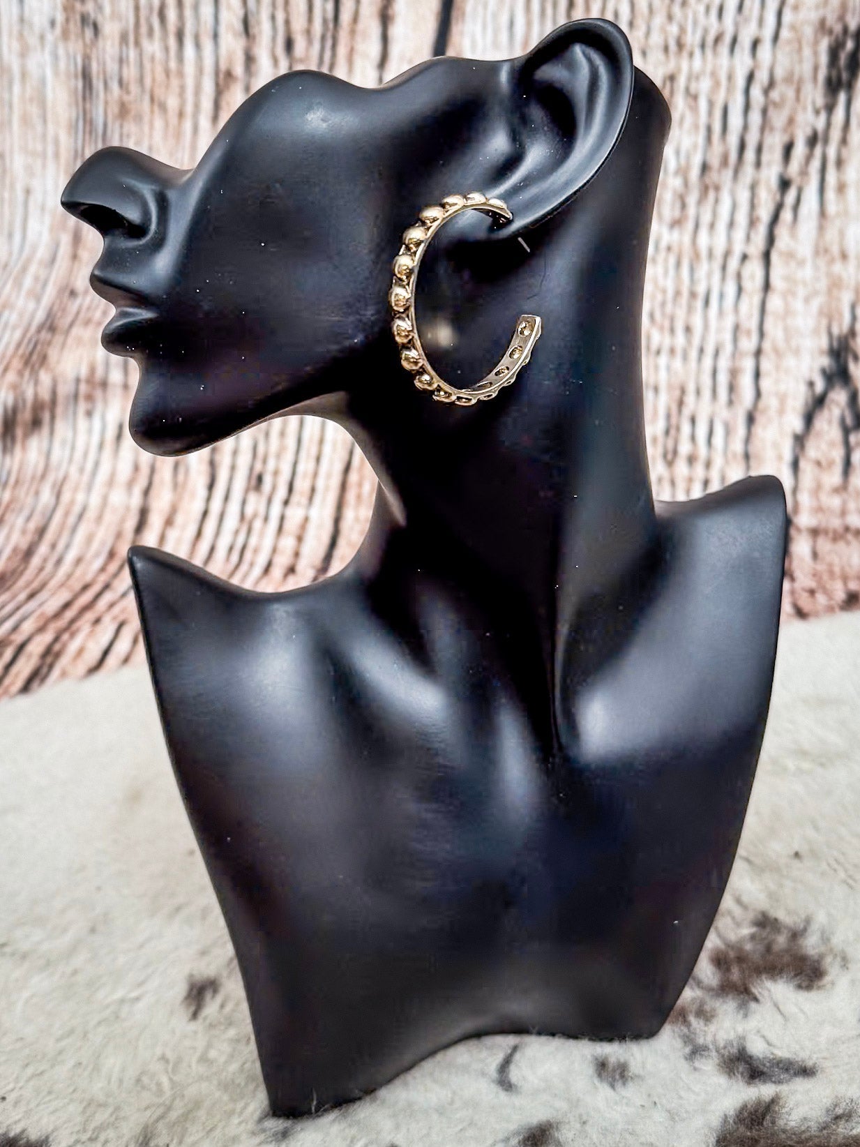 Galveston Metal Bubble Fashion Stud Hoop Earrings - Gold