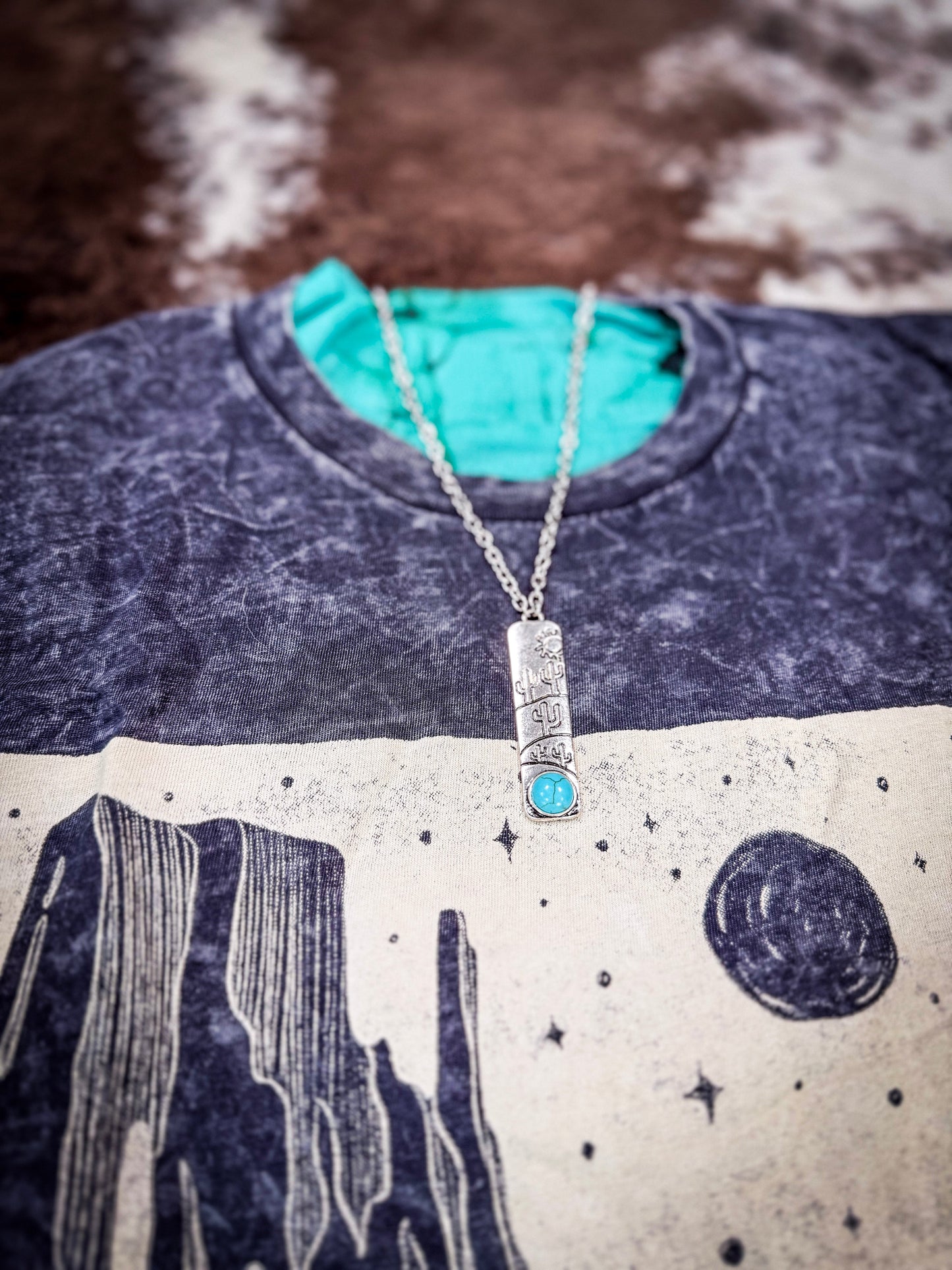 Clint Cactus Bar Pendant Fashion Necklace