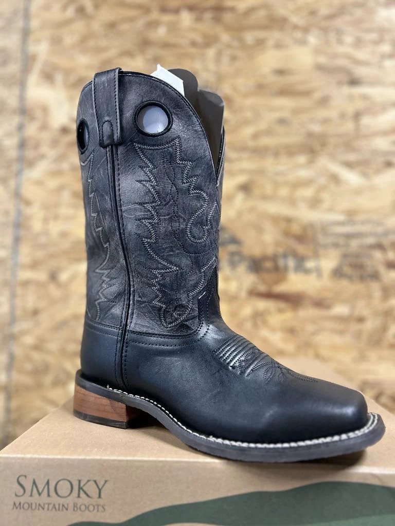 Smoky Mountain Drifter Mens Cowboy Boot Black Distressed Leather Western Boot Premium Quality by Smoky Mountain Boots