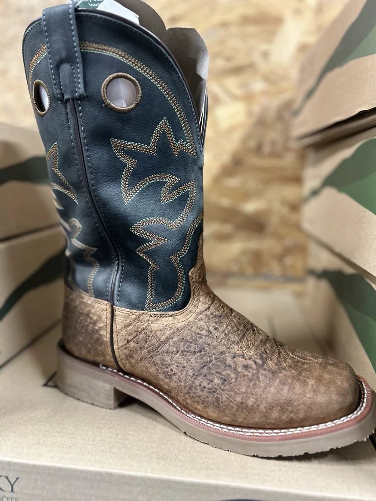 Smoky Mountain Navy And Brown Mens Cowboy Boots Leather Western Boots Premium Quality by Smoky Mountain Boots