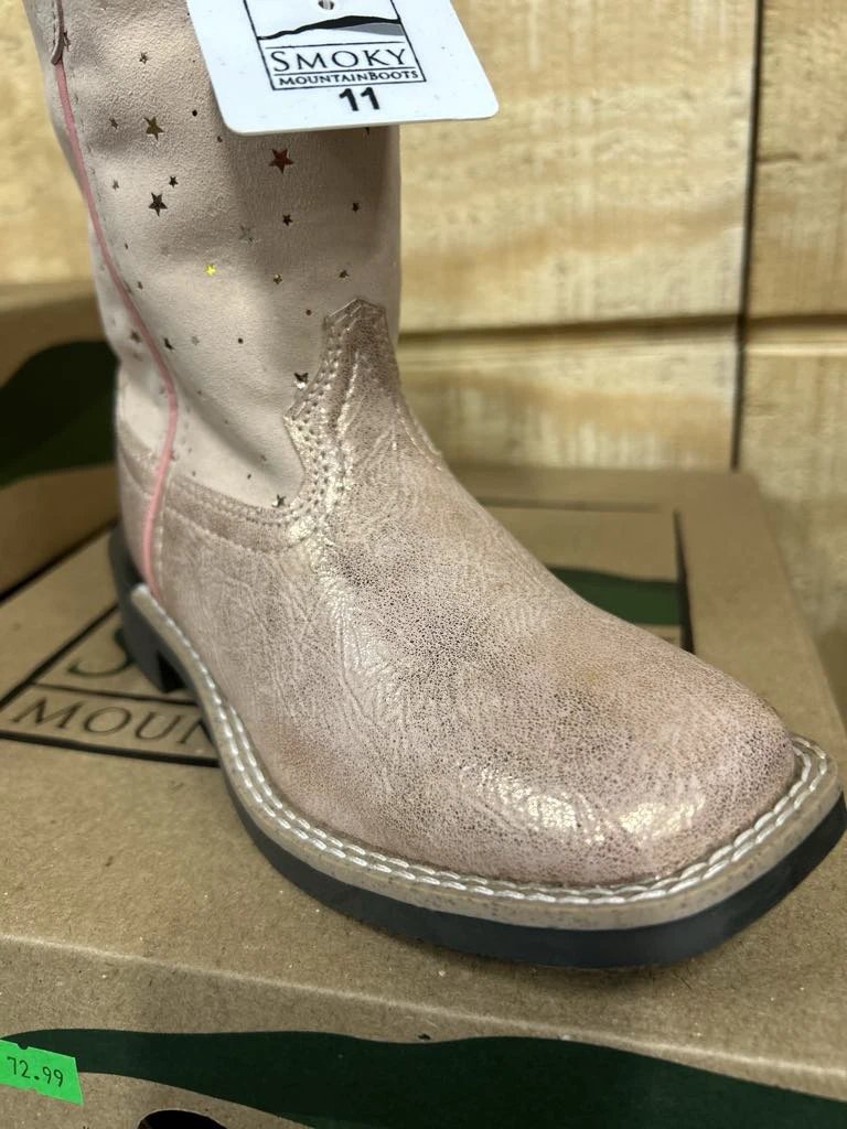 Starlight Pattern Youth Pink Smoky Mountain Boots with Starry Design and Durable Comfort by Smoky Mountain Boots