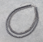 Blaze Navajo Style Pearl Layered Fashion Necklace - Natural