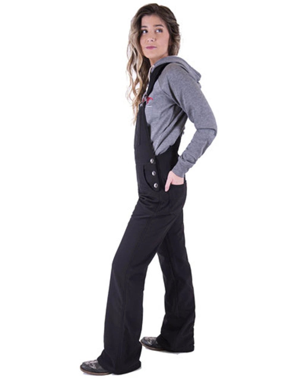 Work Hard Play Hard Black Bib Overalls With Custom Inseam And Microfiber Comfort Fit For All Day Comfort by Cowgirl Tuff