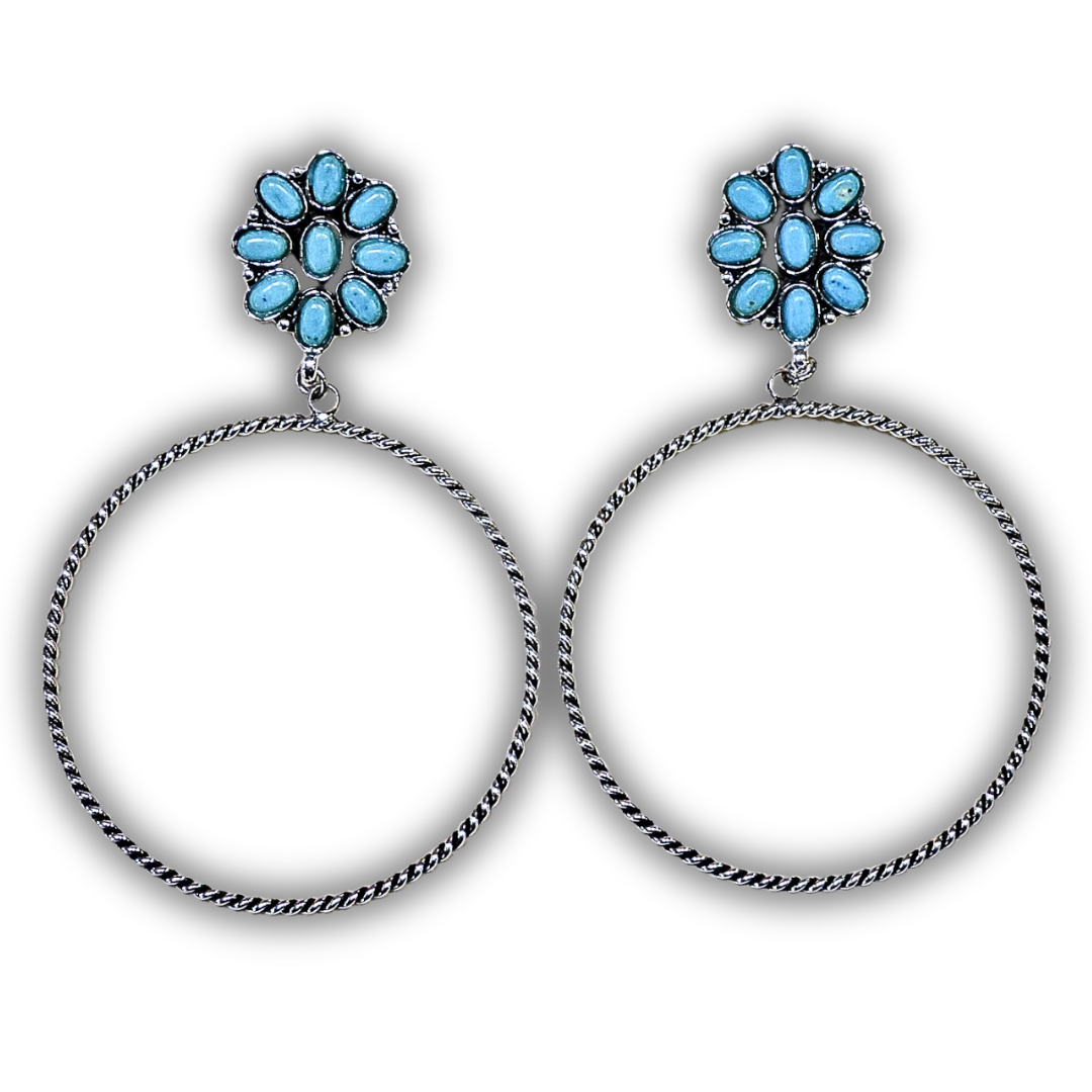 Poppy Stud Dangle Hoop Fashion Earrings