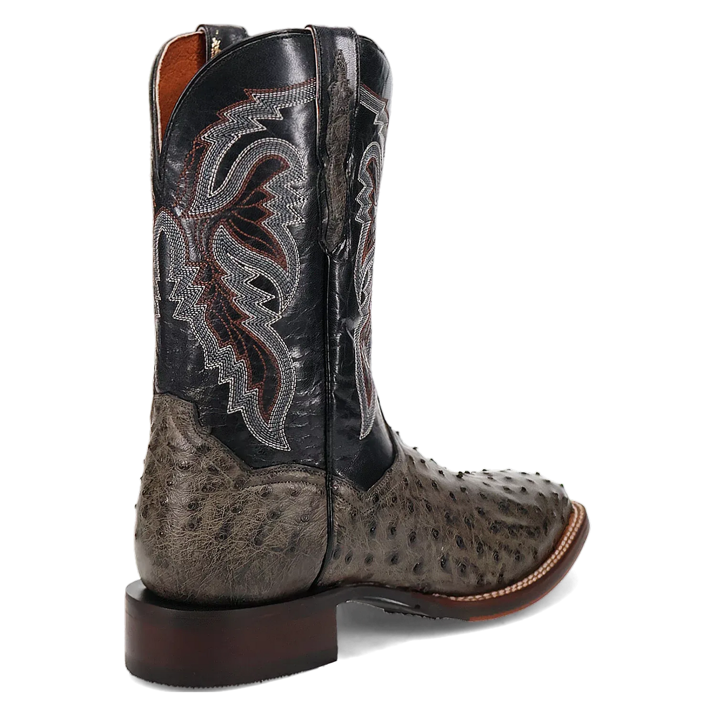 Dan Post Alamosa (Grey/Black) - Men's Ostrich Skin Leather Cowboy Boots