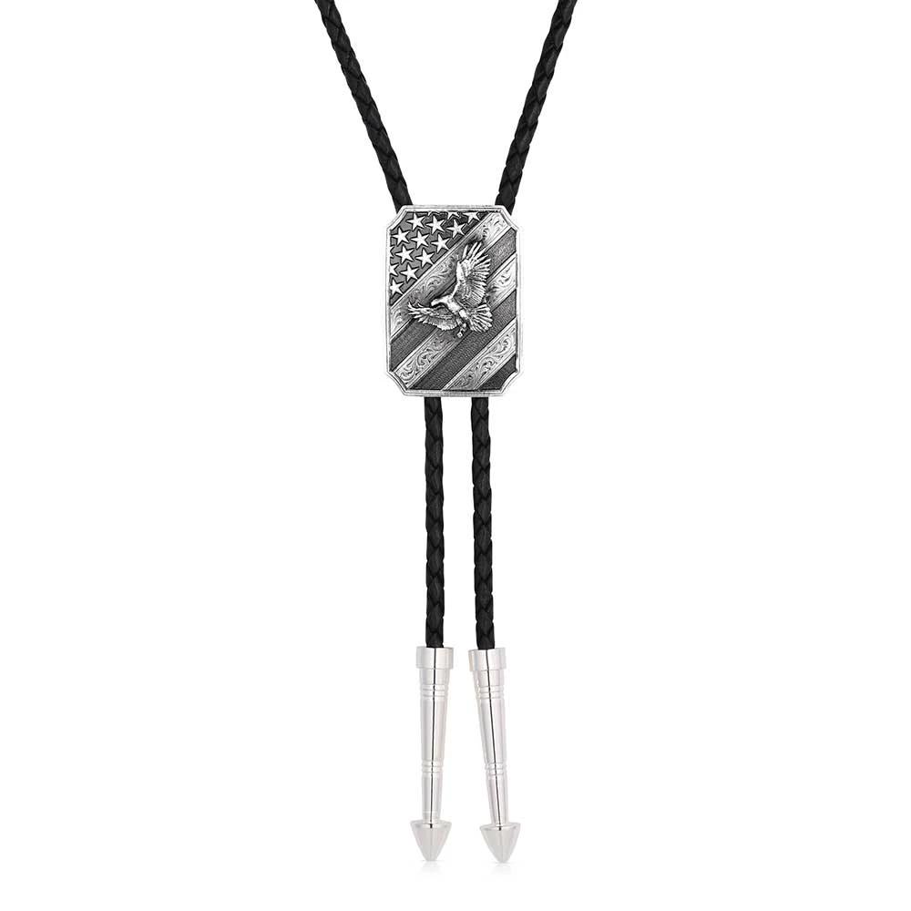 Montana Silversmiths American Made Flag Bolo Tie Western Heritage Jewelry For Everyday And Special Occasions by Wild West Outfitters