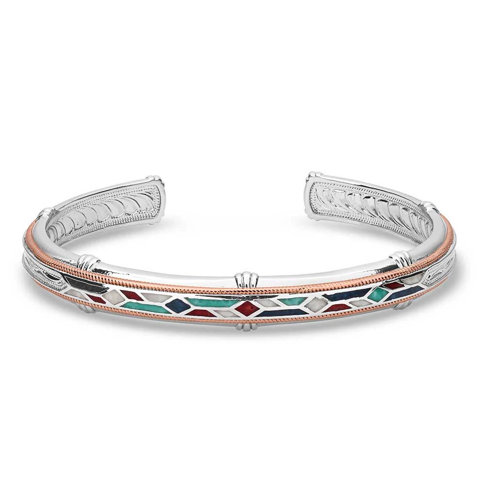 Montana Silversmiths Western Mosaic Cuff With Vibrant Inlay And Silver Tone Band For Rodeo Ready Style by Wild West Outfitters