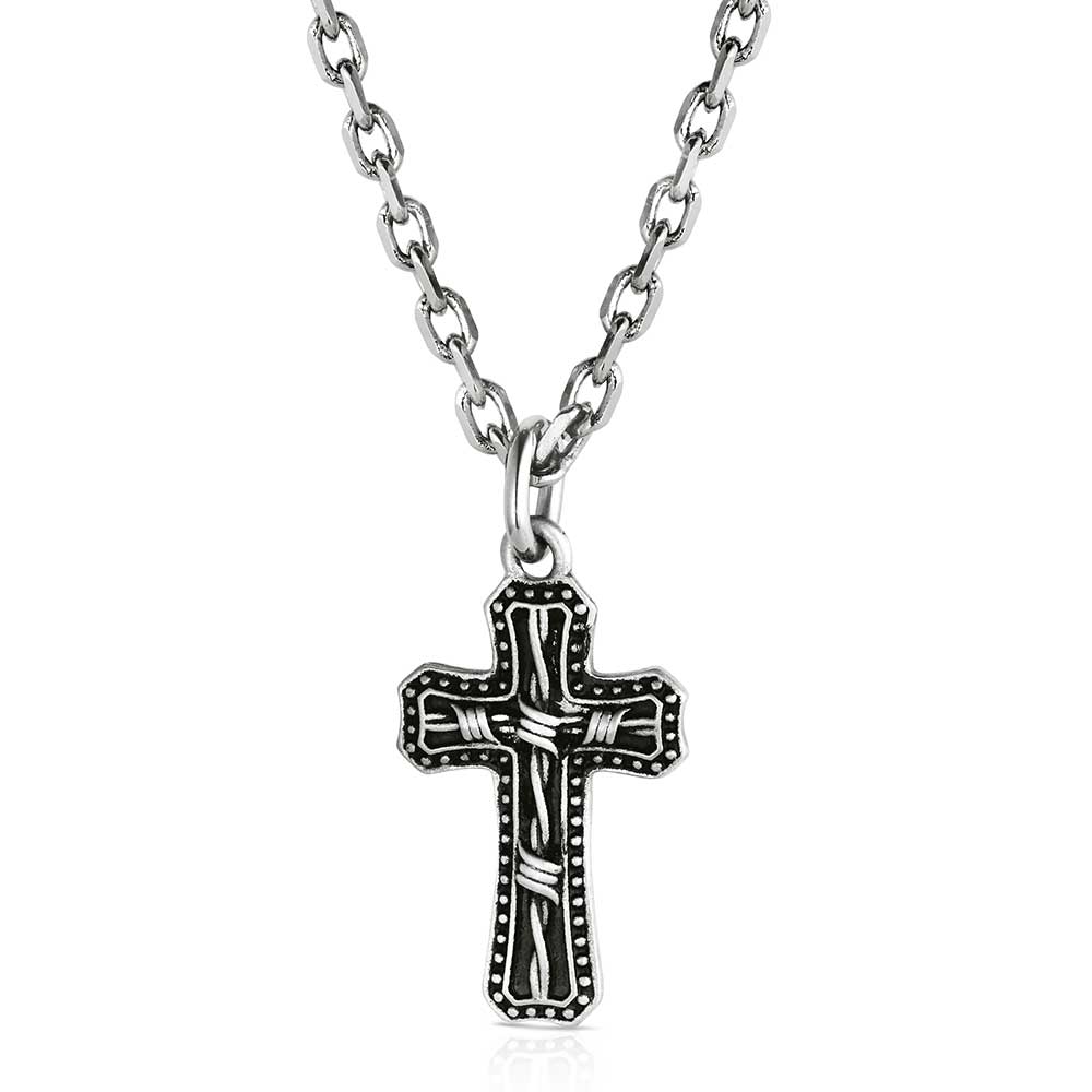 Montana Silversmiths Stainless Barbed Cross Necklace