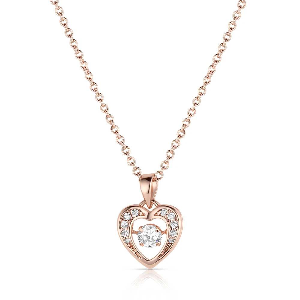 Montana Silversmiths Dancing CZ Heart Rose Necklace With Sparkling Cubic Zirconia Stones by Wild West Outfitters