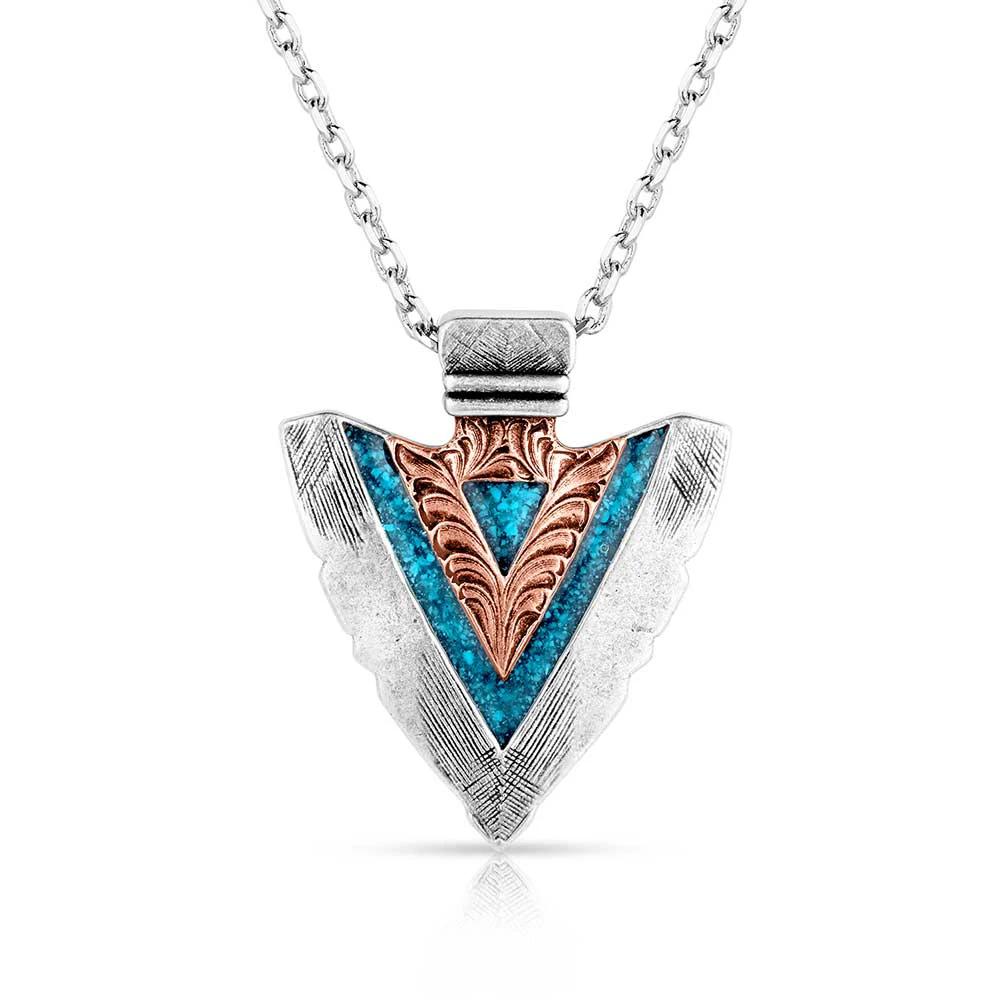 Montana Silversmiths Inner Turquoise Arrow Necklace Southwestern Inspired Silver Arrow Pendant With Turquoise Inlay by Wild West Outfitters