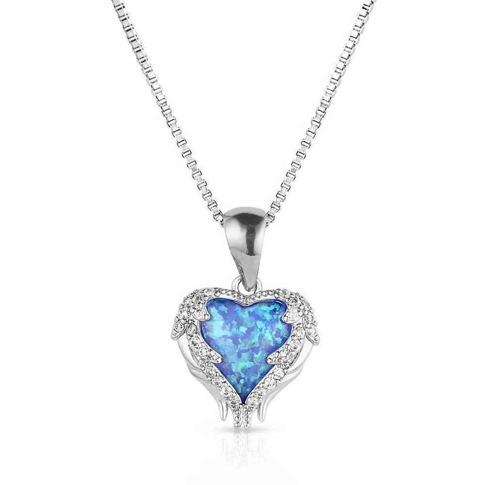 Montana Silversmiths Hearts Flame Opal Necklace With Silver Tone Finish Heart Pendant Western Inspired Jewelry Gift by Wild West Outfitters