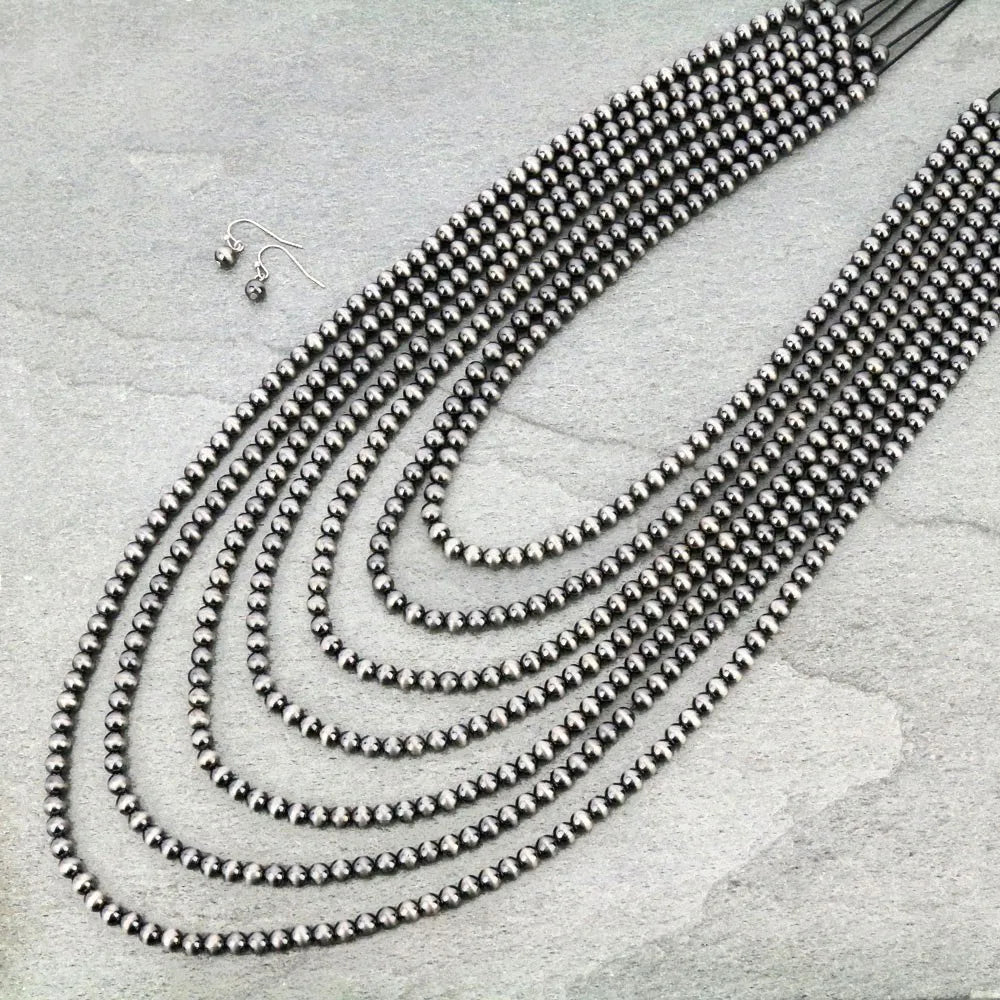 Gatton Navajo Style Pearl Layer Fashion Necklace