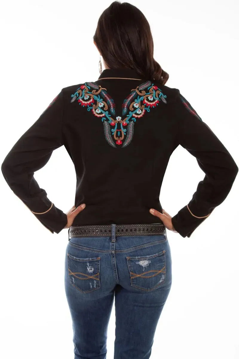 Scully Floral and Feather Embroidery - Women's Western Shirt