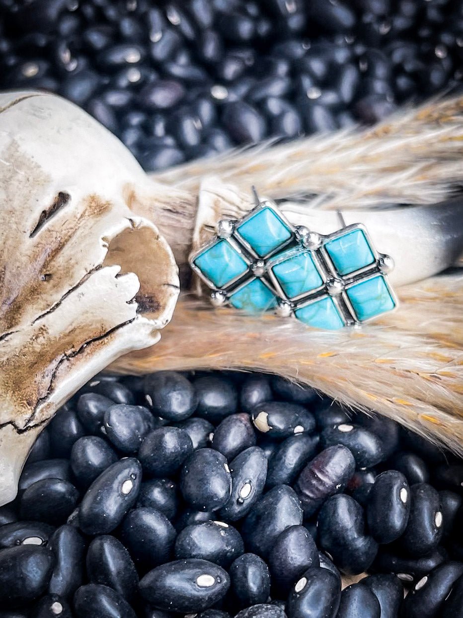 Rio Turquoise Diamonds Stud Fashion Earrings