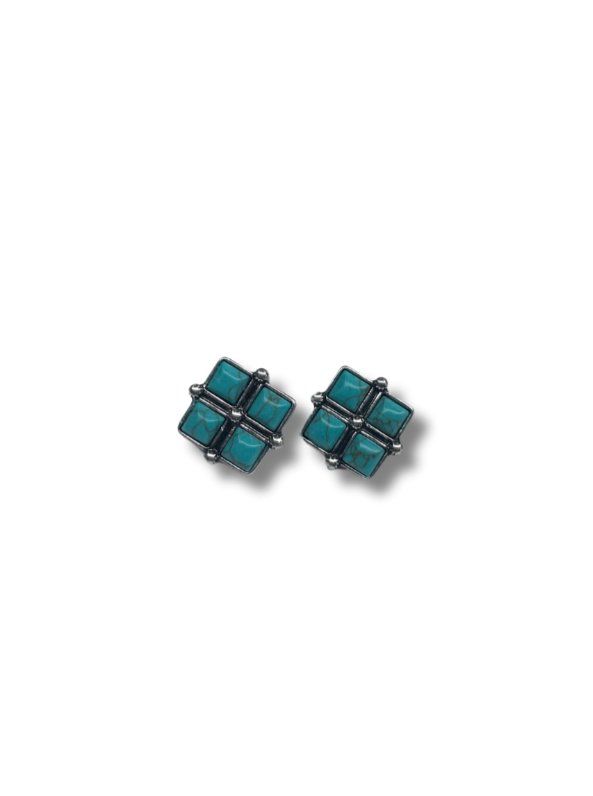 Rio Turquoise Diamonds Stud Fashion Earrings