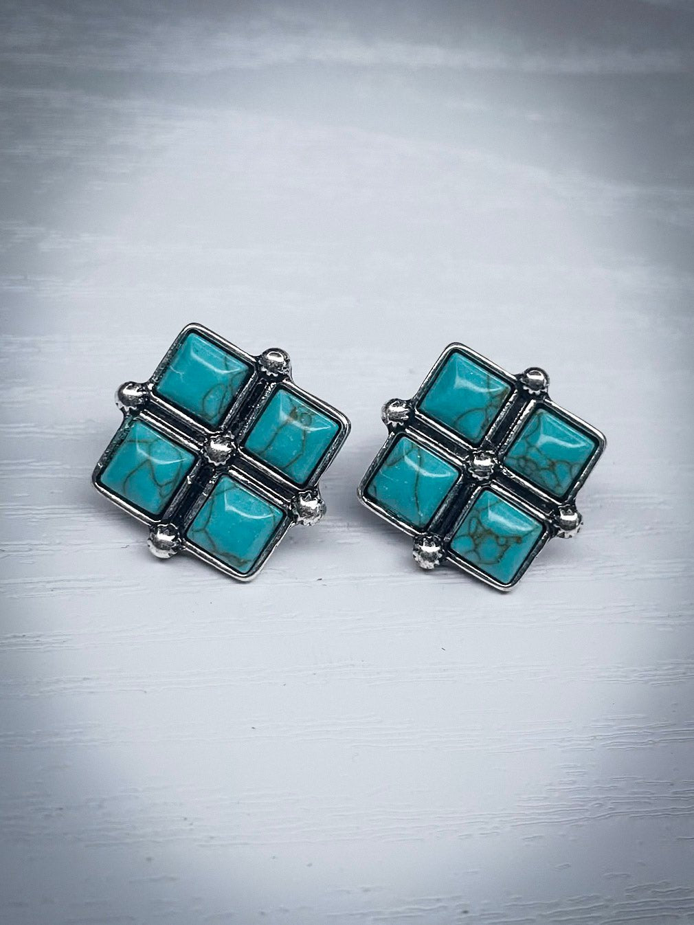 Rio Turquoise Diamonds Stud Fashion Earrings