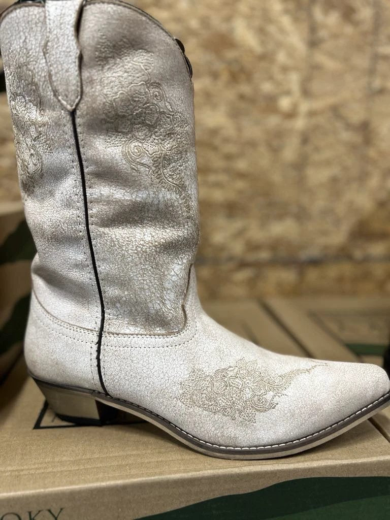 Smoky Mountain Ashley Pattern Western Cowgirl Boots Antique White Women All Day Comfort by Smoky Mountain Boots