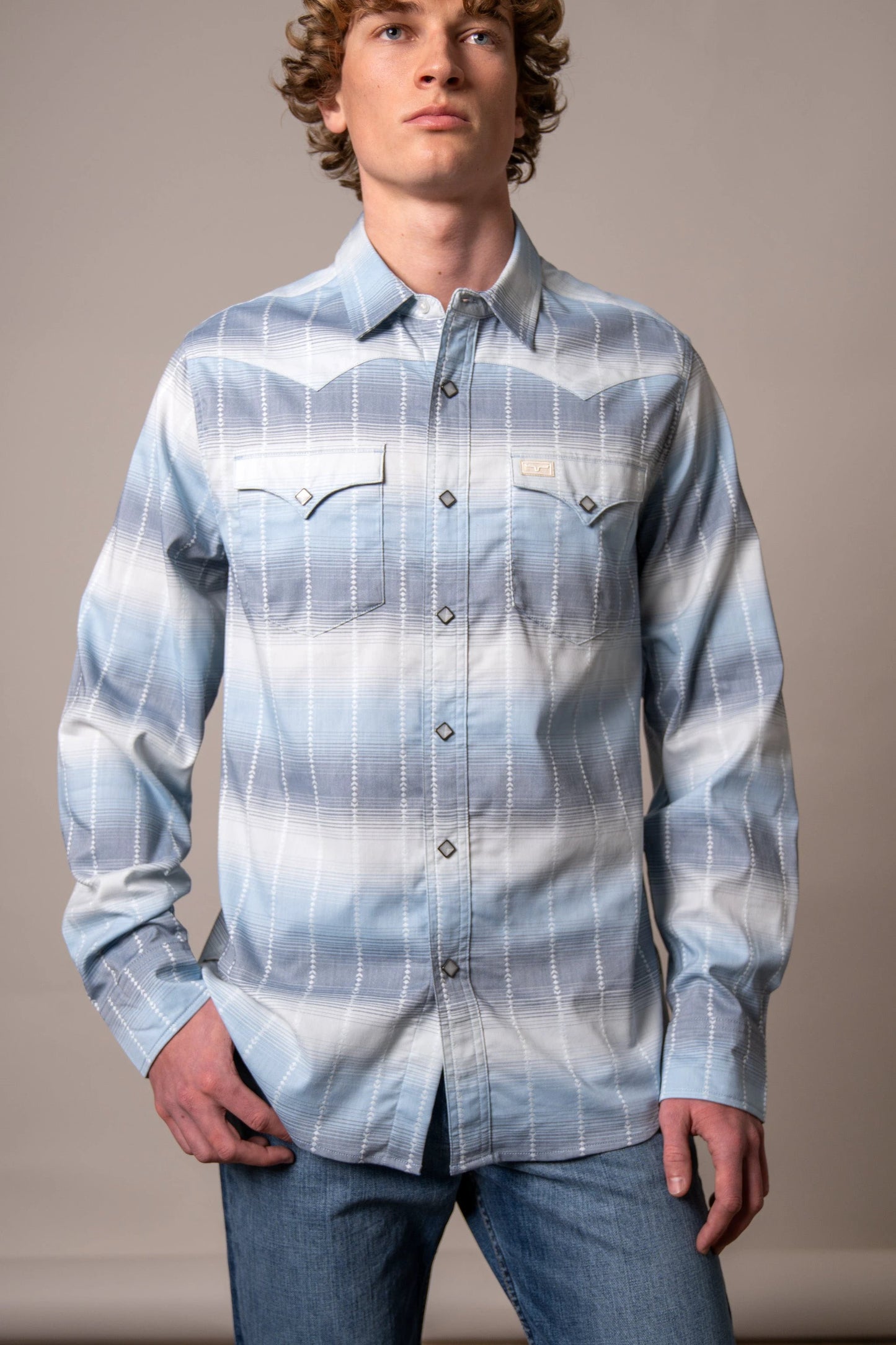 Kimes Ranch Lyle Light Blue Button Up Shirt by Wild West Outfitters