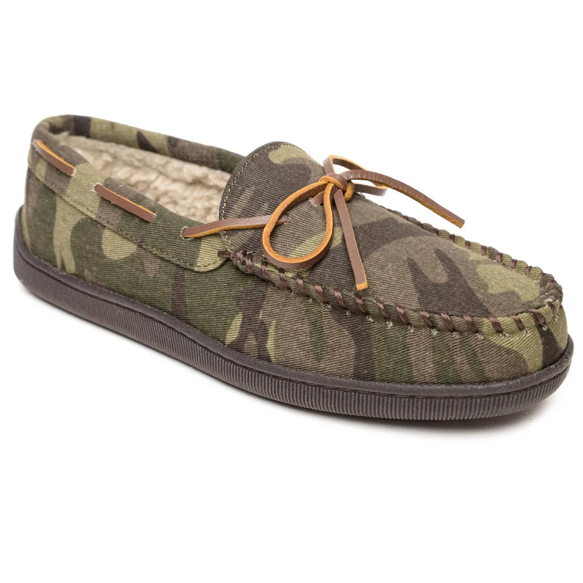 Minnetonka Pile Lined Hardsole Canvas (Camo) - Mens Slipper